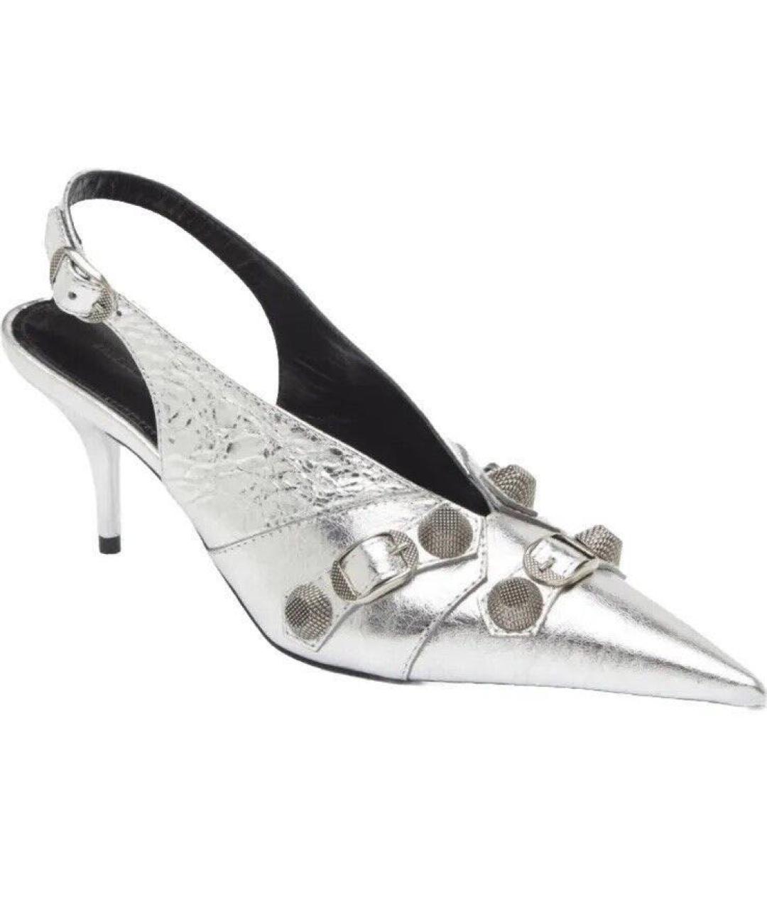 BALENCIAGA Серебряные кожаные туфли, фото 1
