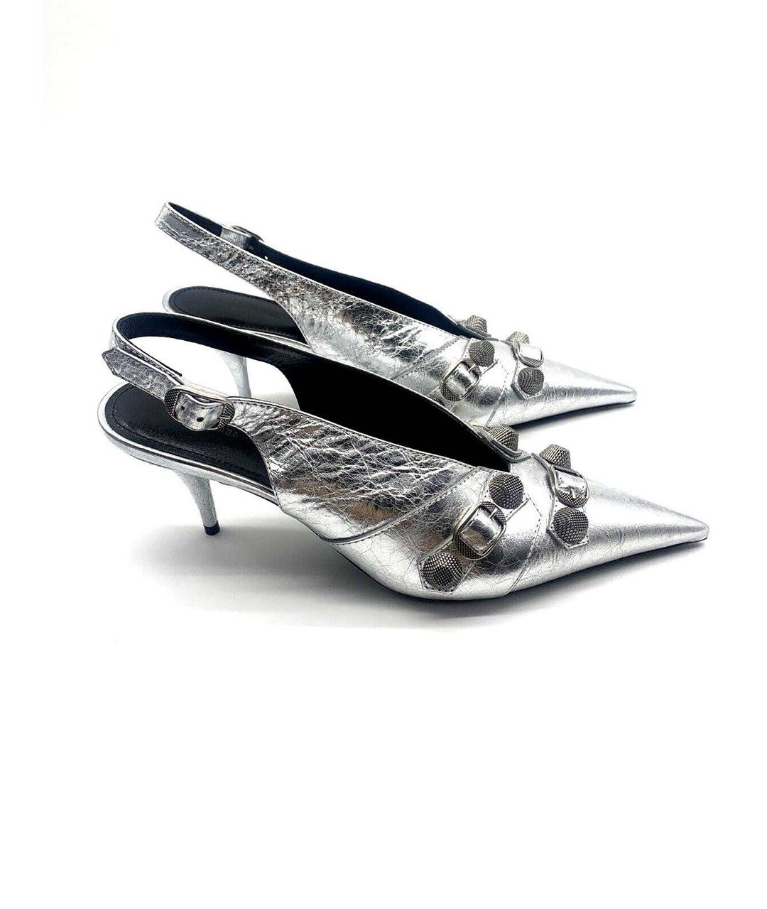 BALENCIAGA Серебряные кожаные туфли, фото 6