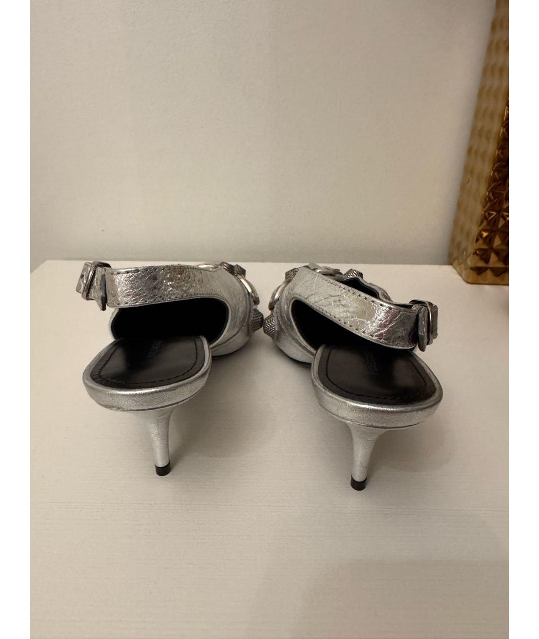 BALENCIAGA Серебряные кожаные туфли, фото 4