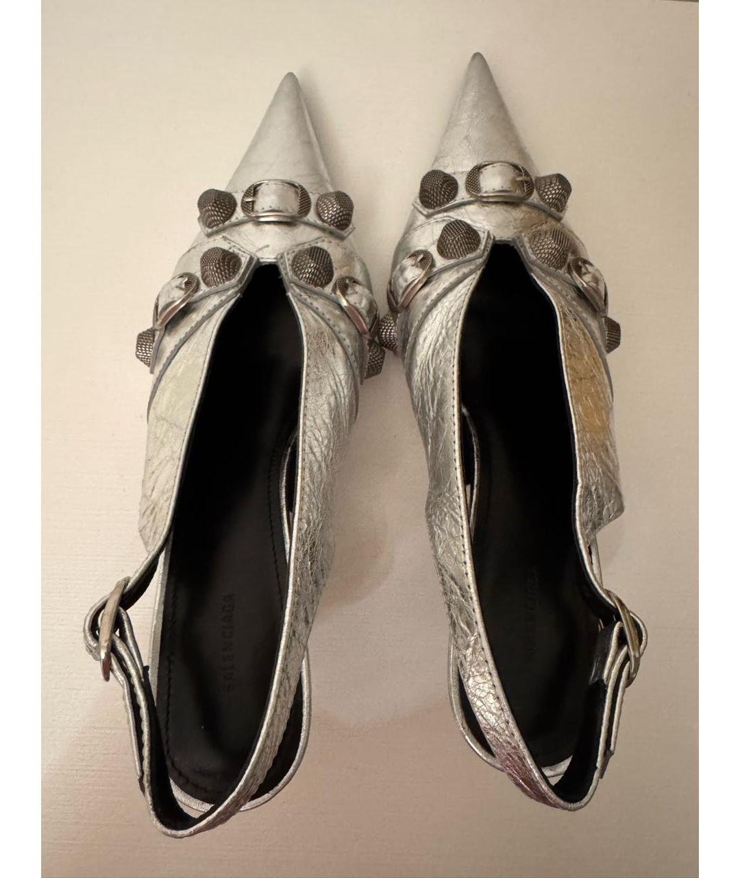 BALENCIAGA Серебряные кожаные туфли, фото 3