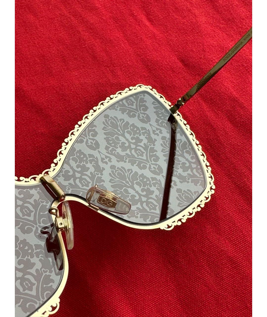 DOLCE&GABBANA Золотые металлические солнцезащитные очки, фото 6