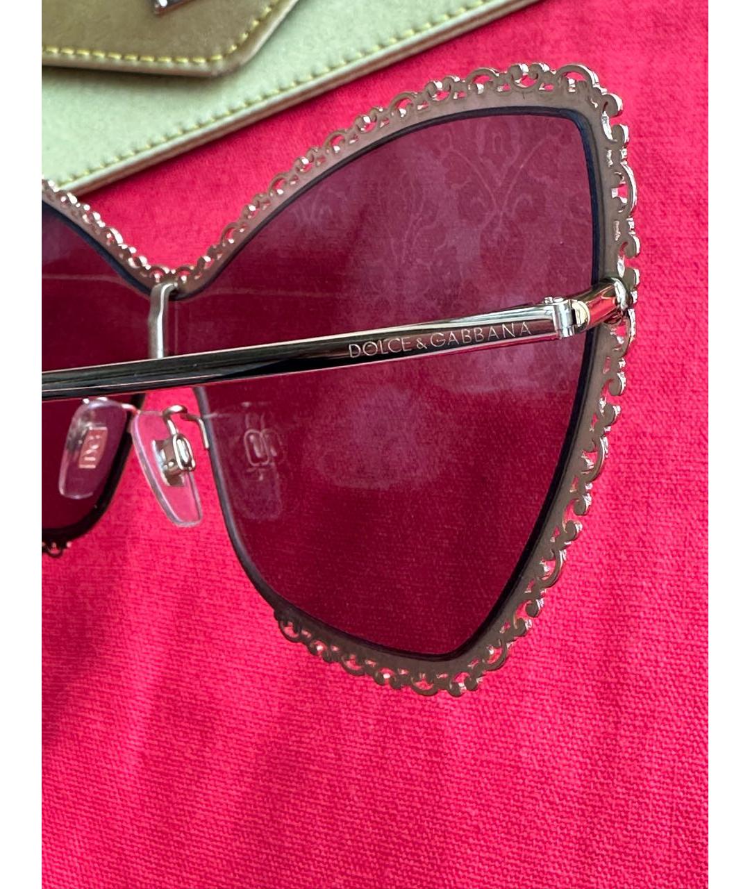 DOLCE&GABBANA Золотые металлические солнцезащитные очки, фото 3