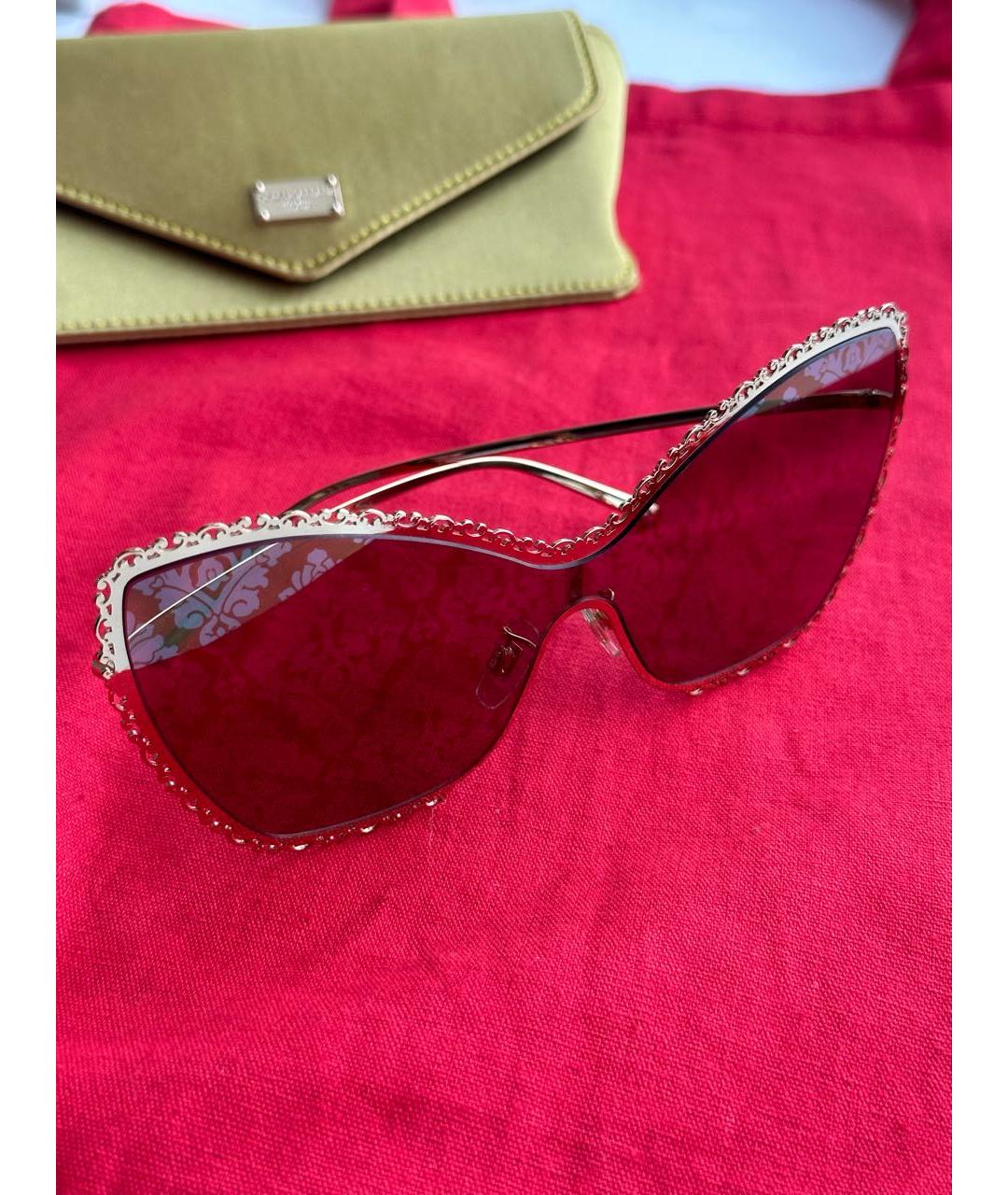 DOLCE&GABBANA Золотые металлические солнцезащитные очки, фото 8