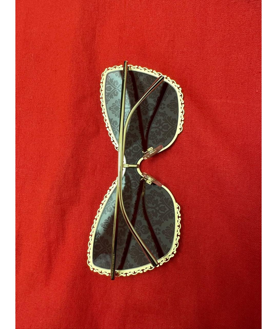 DOLCE&GABBANA Золотые металлические солнцезащитные очки, фото 7
