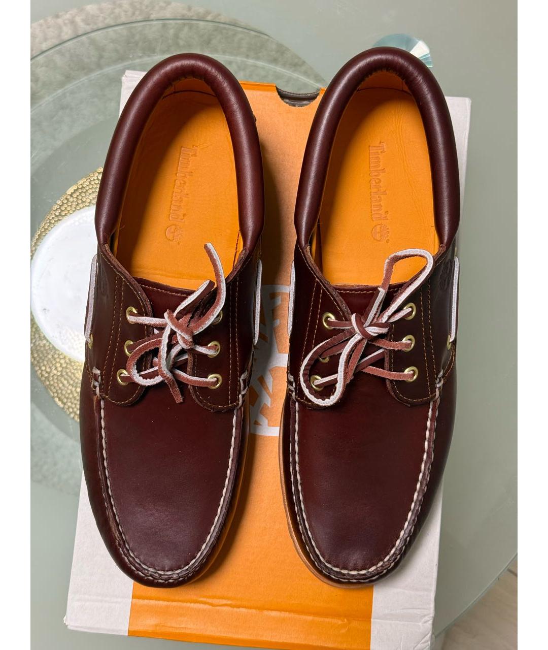 TIMBERLAND Бордовые кожаные низкие ботинки, фото 3