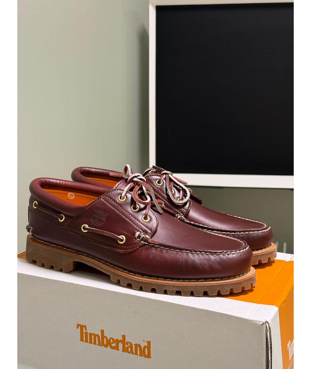 TIMBERLAND Бордовые кожаные низкие ботинки, фото 5