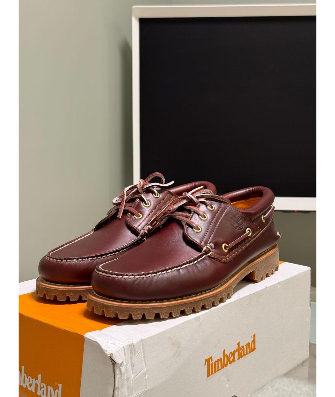 TIMBERLAND Бордовые кожаные низкие ботинки, фото 6