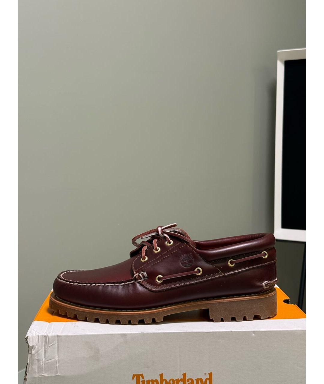 TIMBERLAND Бордовые кожаные низкие ботинки, фото 9