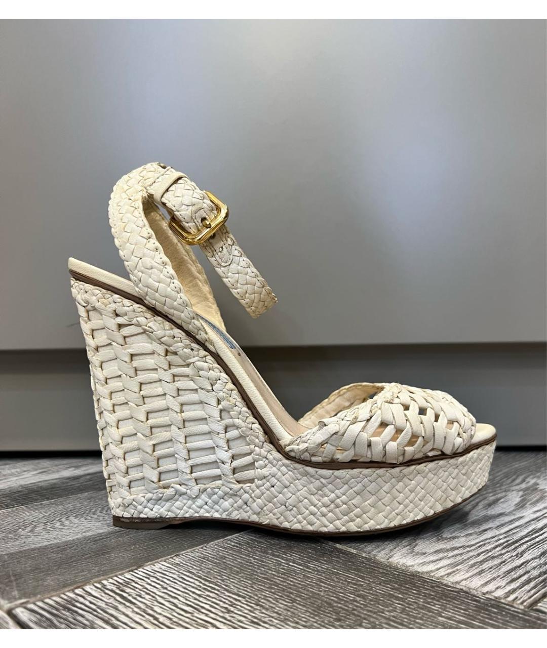 PRADA Белые кожаные босоножки, фото 9