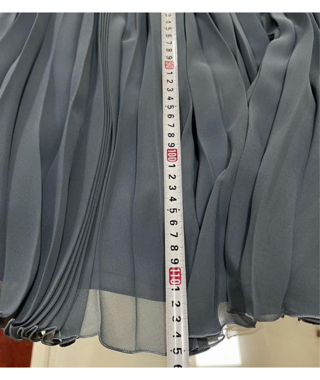 MAX MARA Синие полиэстеровые брюки широкие, фото 7