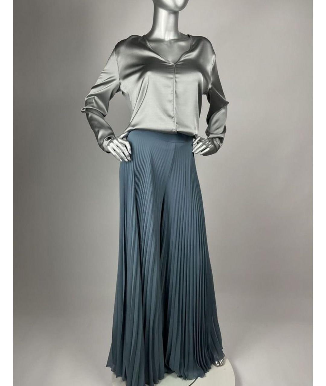 MAX MARA Синие полиэстеровые брюки широкие, фото 5