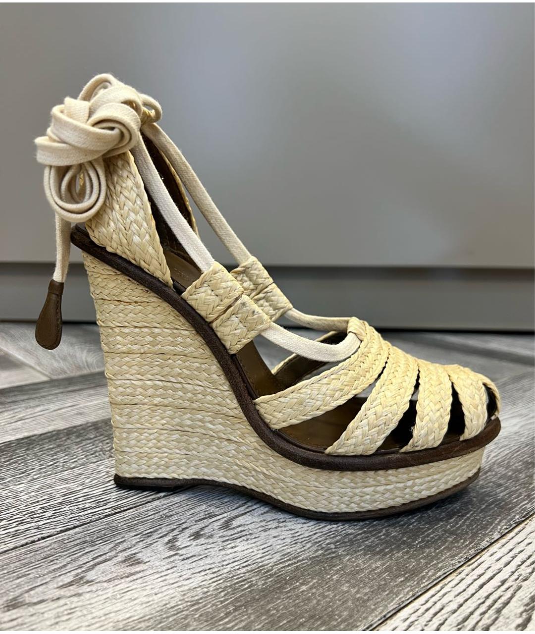 BOTTEGA VENETA Бежевые босоножки, фото 9