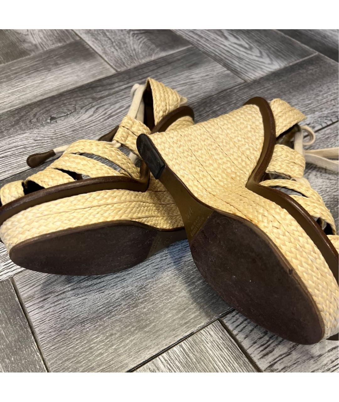 BOTTEGA VENETA Бежевые босоножки, фото 7