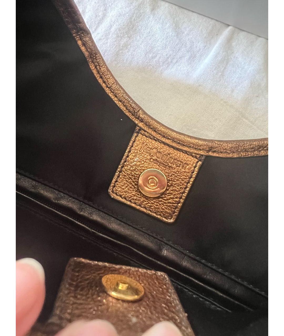 SAINT LAURENT Коричневая кожаная сумка с короткими ручками, фото 6