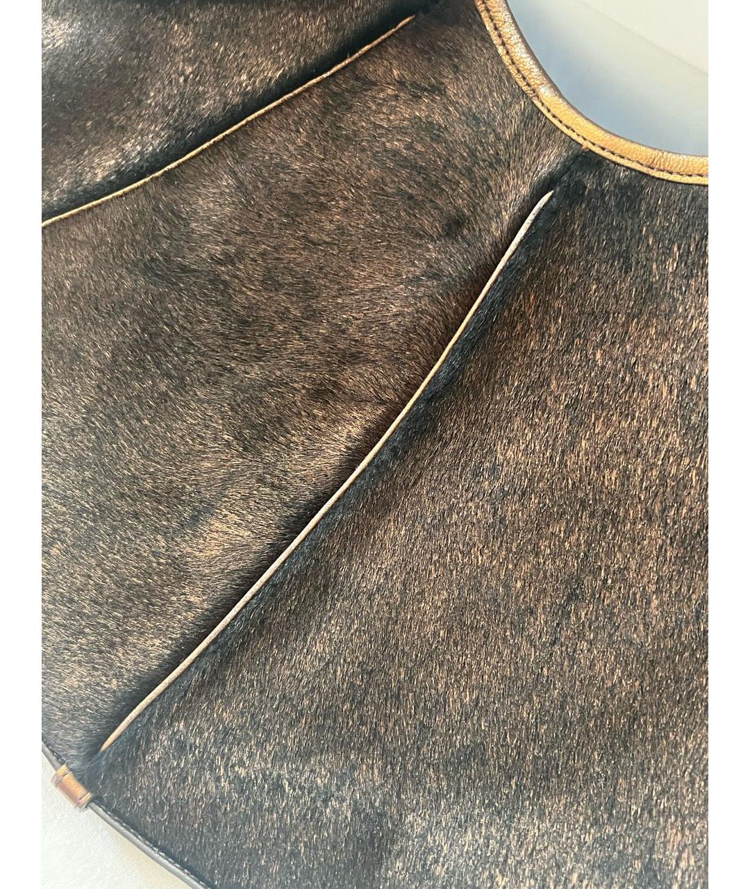 SAINT LAURENT Коричневая кожаная сумка с короткими ручками, фото 7