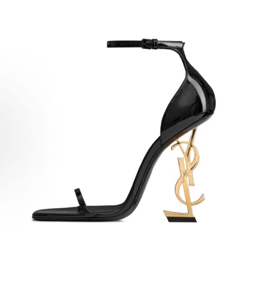 SAINT LAURENT Черные кожаные босоножки, фото 2