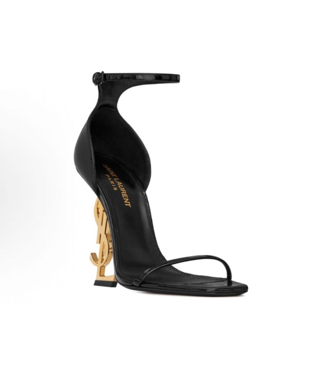 SAINT LAURENT Черные кожаные босоножки, фото 3
