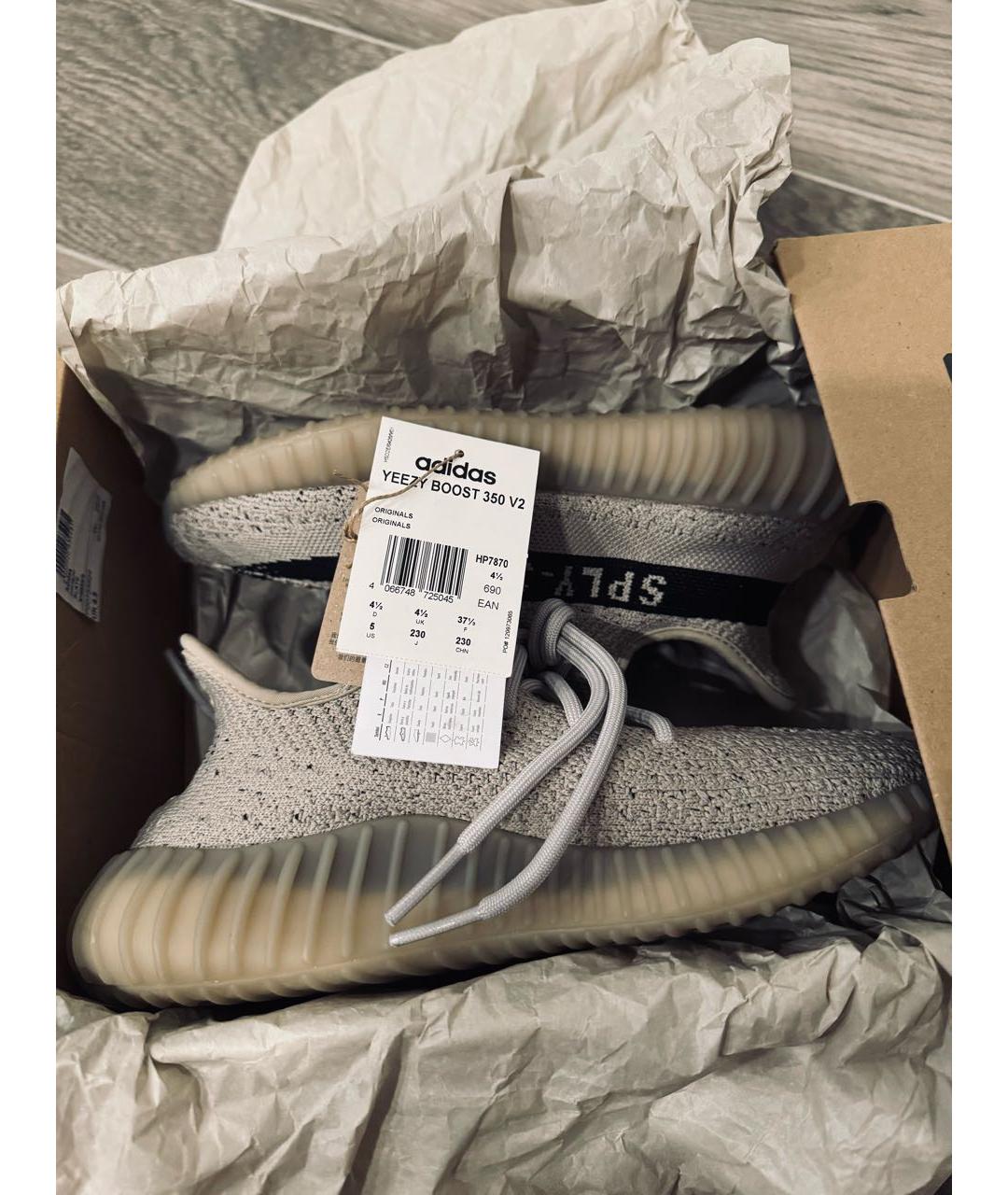 ADIDAS YEEZY Бежевые текстильные кроссовки, фото 7