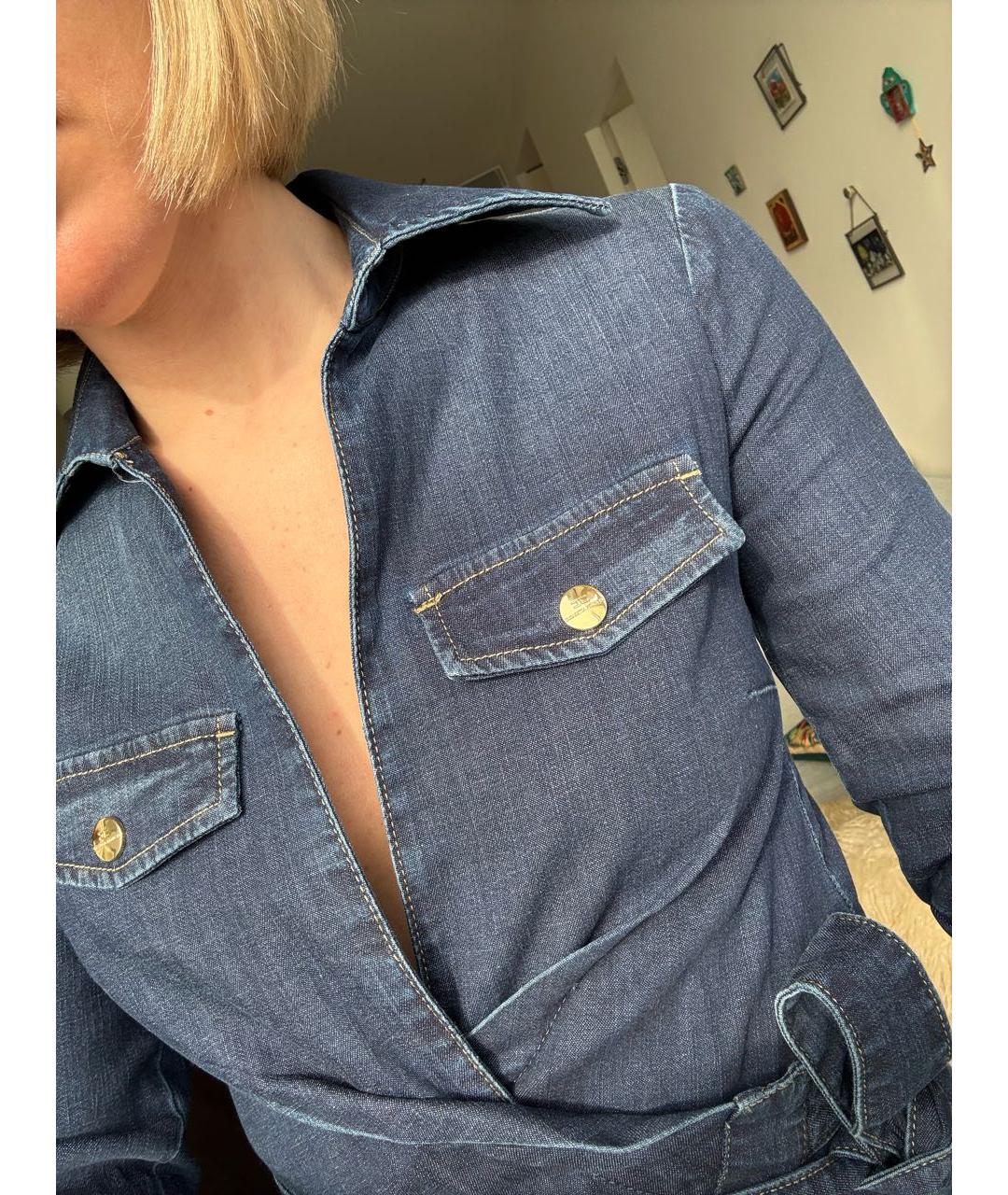 ELISABETTA FRANCHI Синяя деним рубашка, фото 6