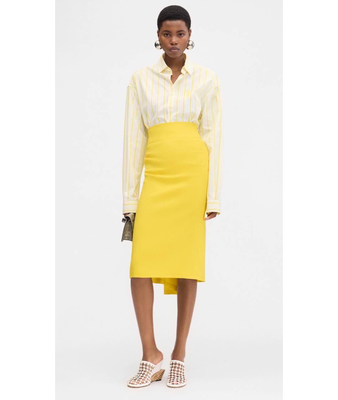 JACQUEMUS Желтая юбка миди, фото 3