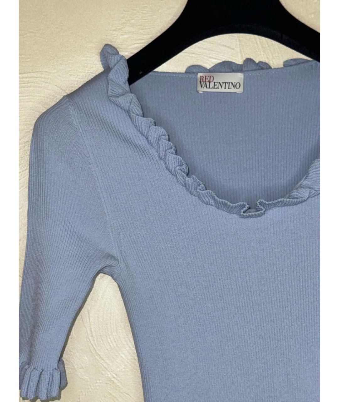 RED VALENTINO Голубое вискозное повседневное платье, фото 3