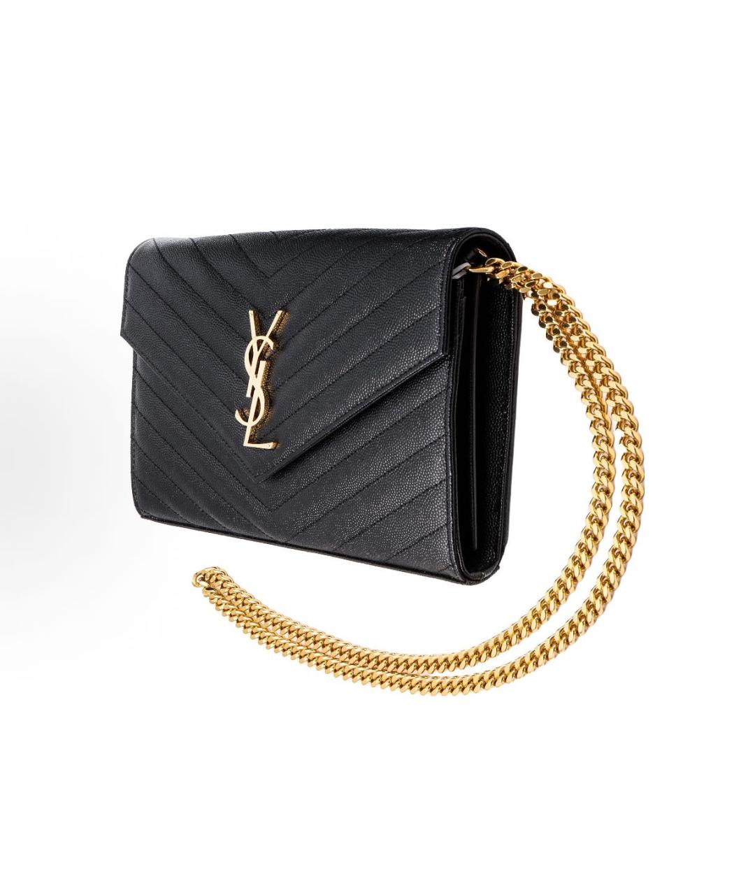 SAINT LAURENT Черная кожаная сумка через плечо, фото 2