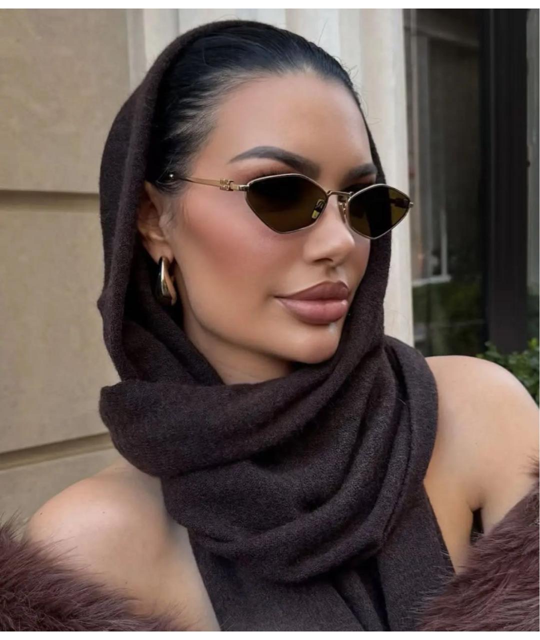 MIU MIU Золотые металлические солнцезащитные очки, фото 8