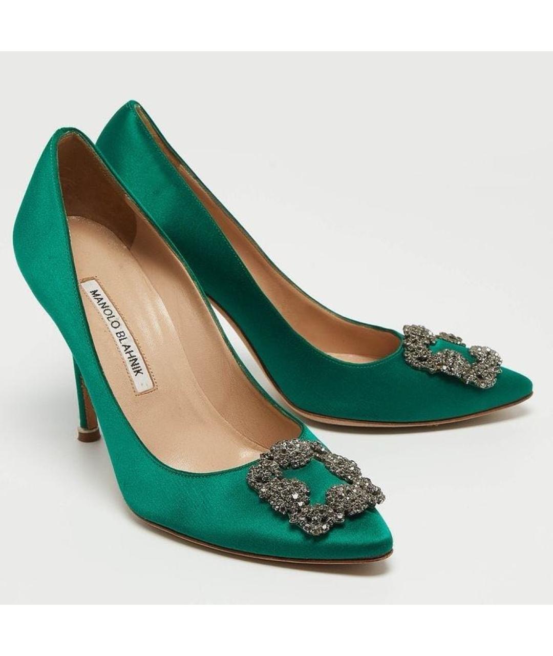 MANOLO BLAHNIK Зеленые текстильные туфли, фото 7
