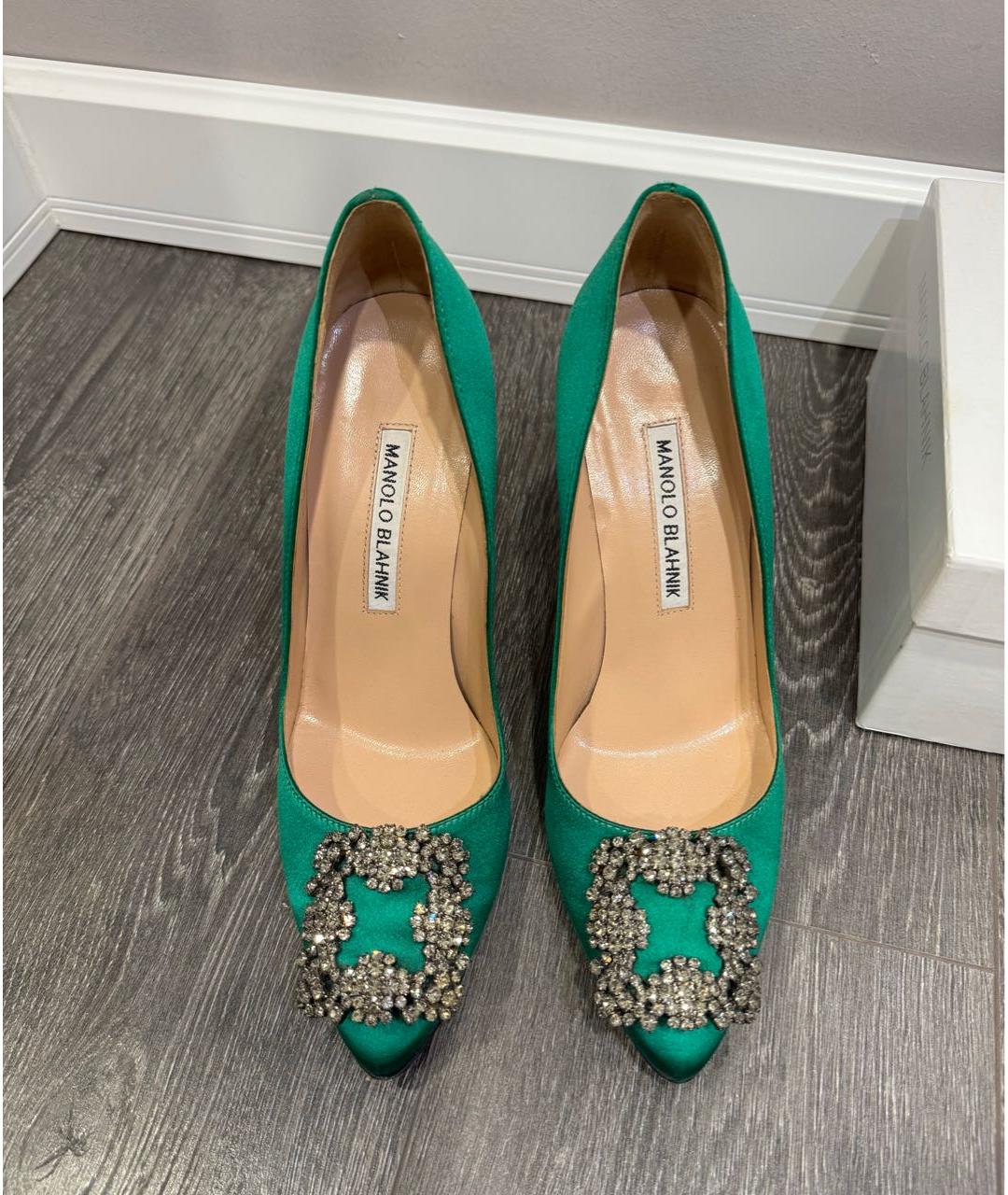 MANOLO BLAHNIK Зеленые текстильные туфли, фото 2