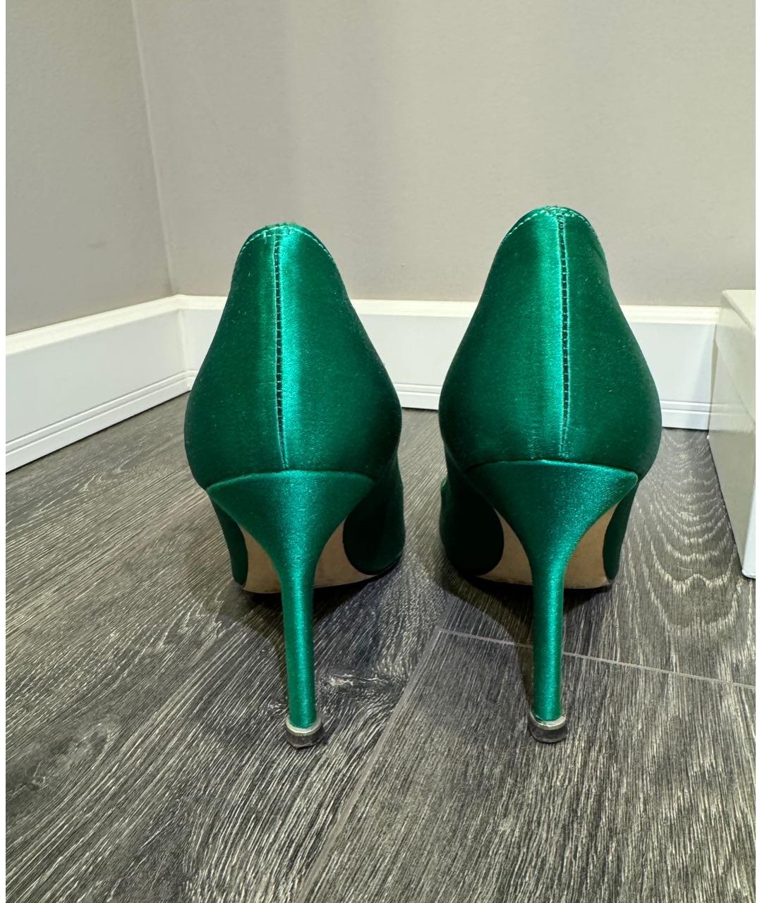 MANOLO BLAHNIK Зеленые текстильные туфли, фото 4