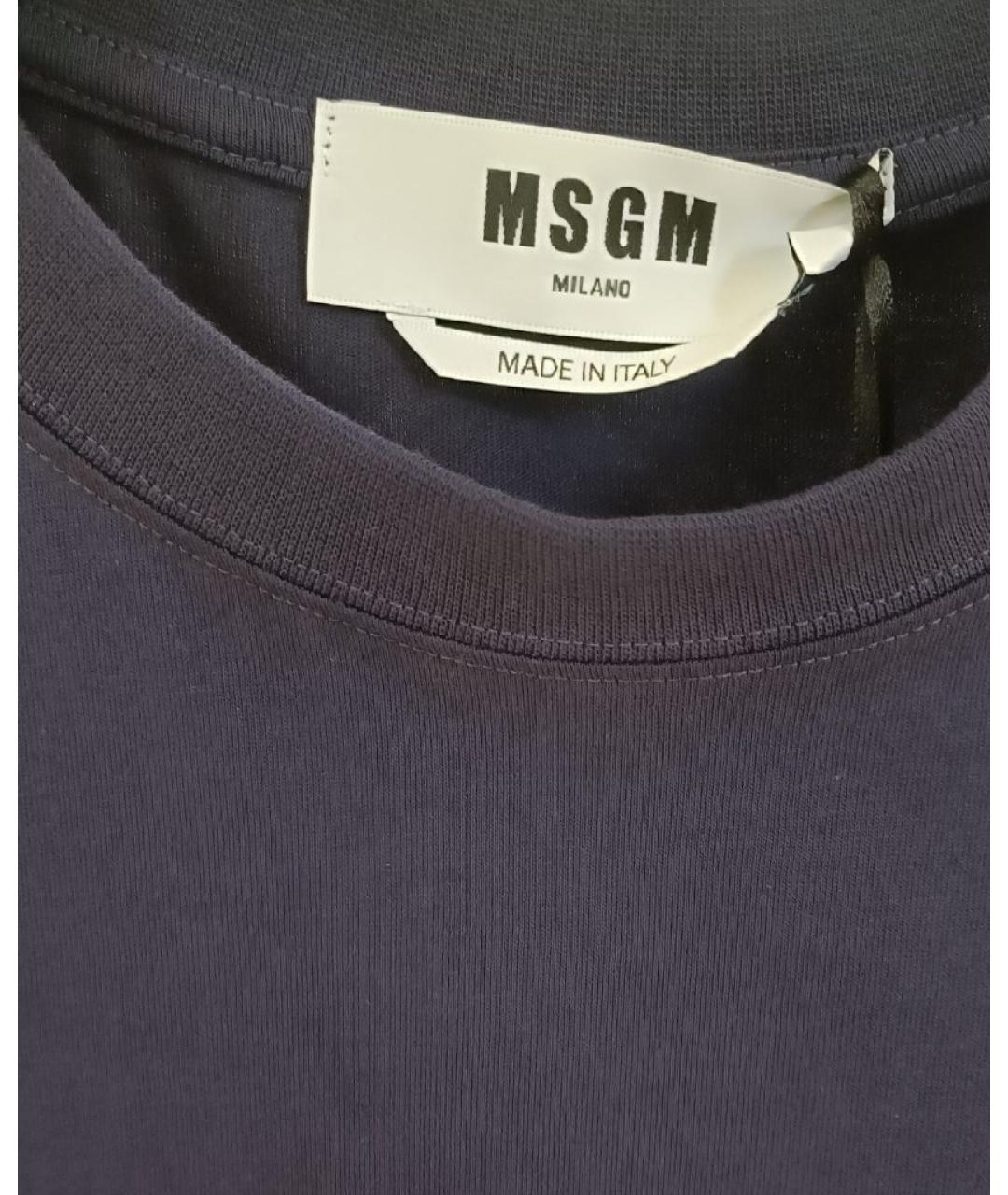MSGM Темно-синяя хлопковая футболка, фото 3