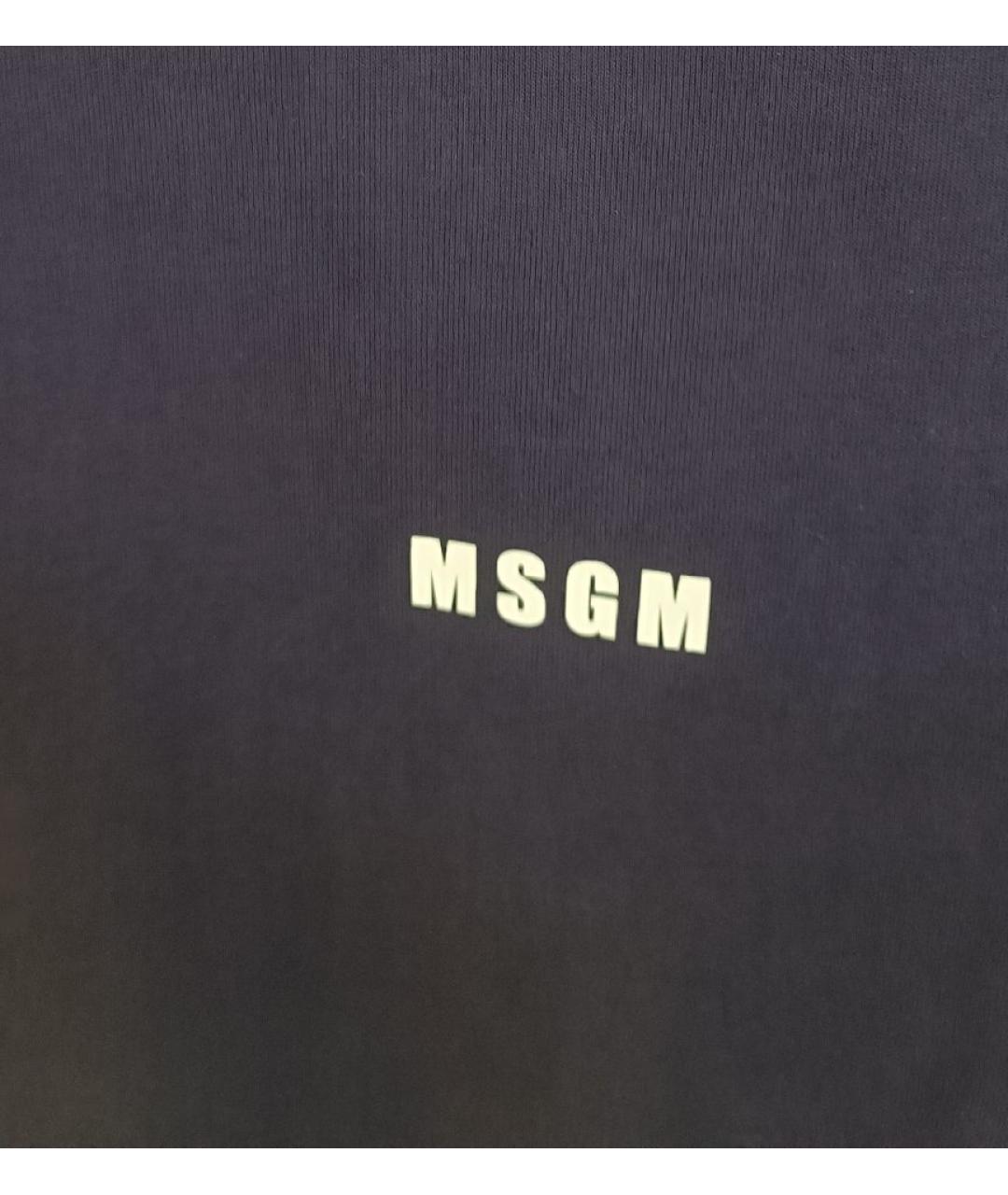 MSGM Темно-синяя хлопковая футболка, фото 4