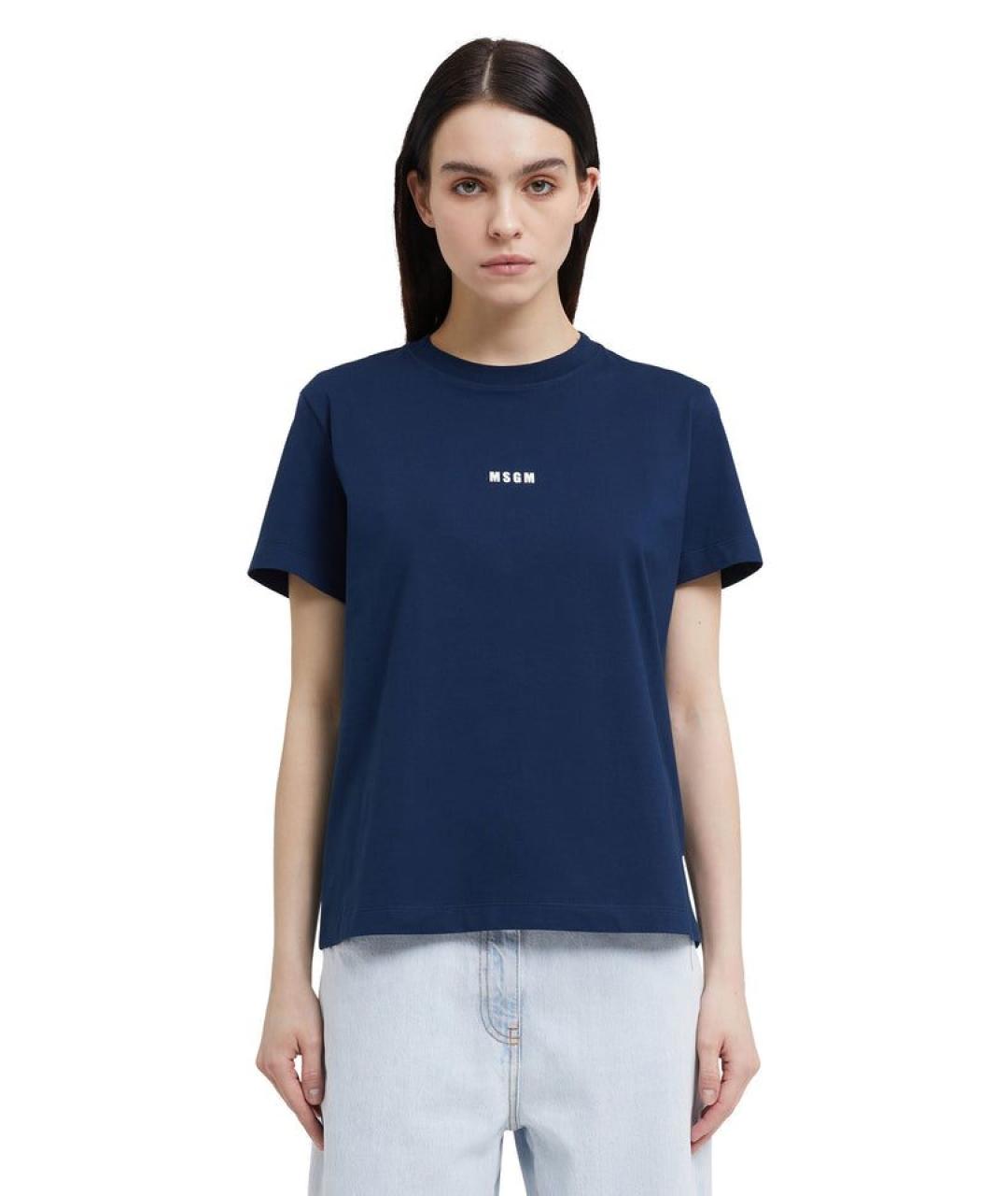 MSGM Темно-синяя хлопковая футболка, фото 5