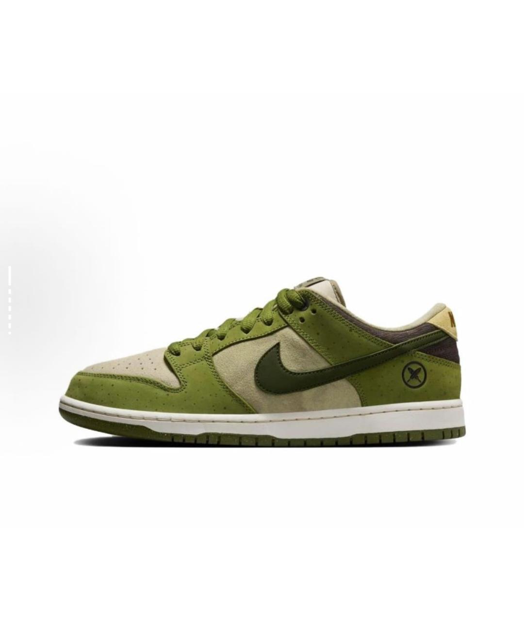 NIKE Хаки кожаные низкие кроссовки / кеды, фото 4