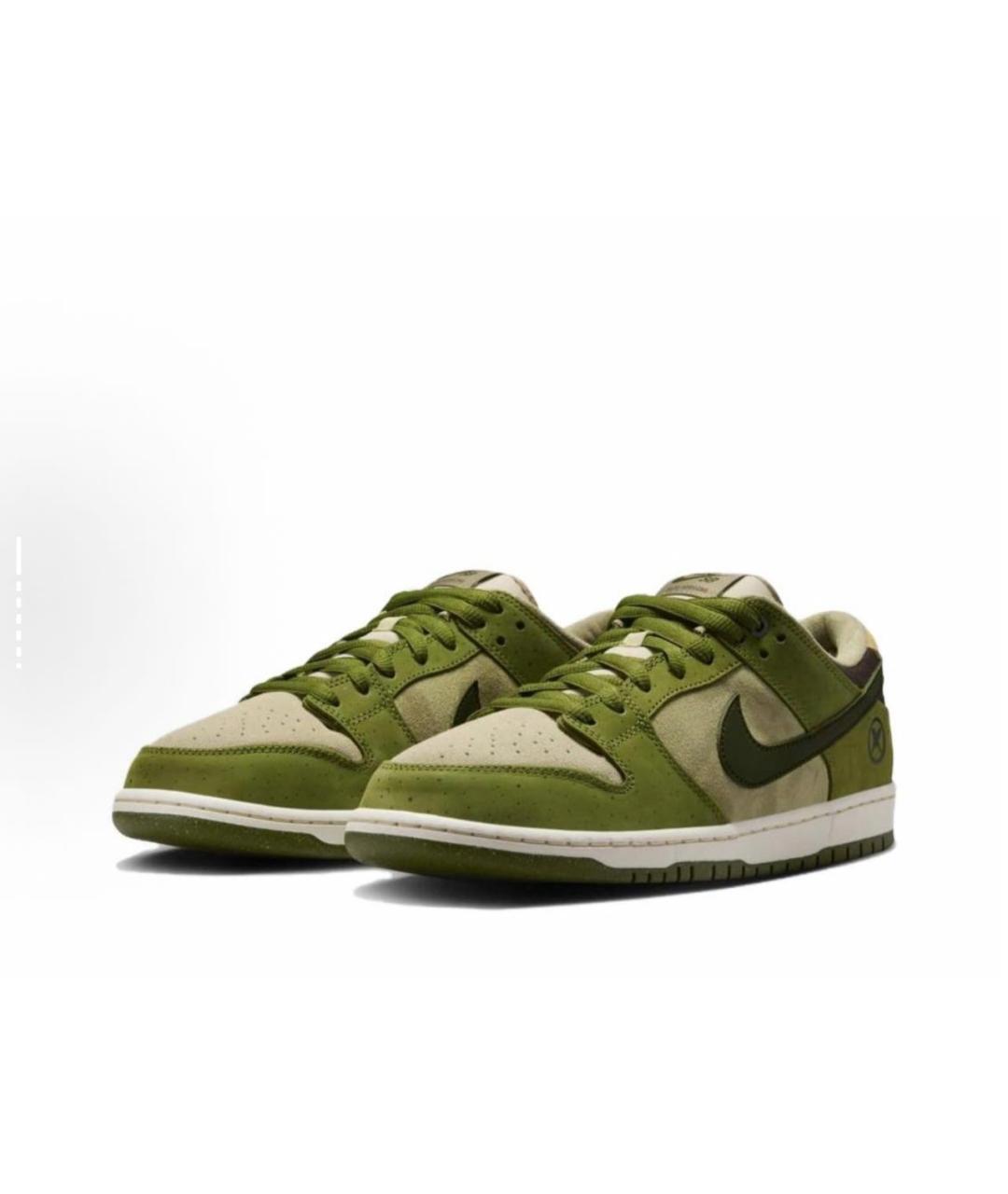 NIKE Хаки кожаные низкие кроссовки / кеды, фото 2