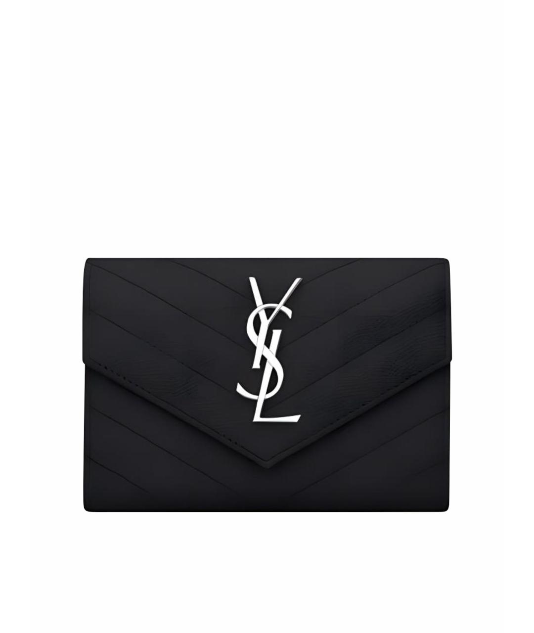 SAINT LAURENT Черный кожаный кошелек, фото 1