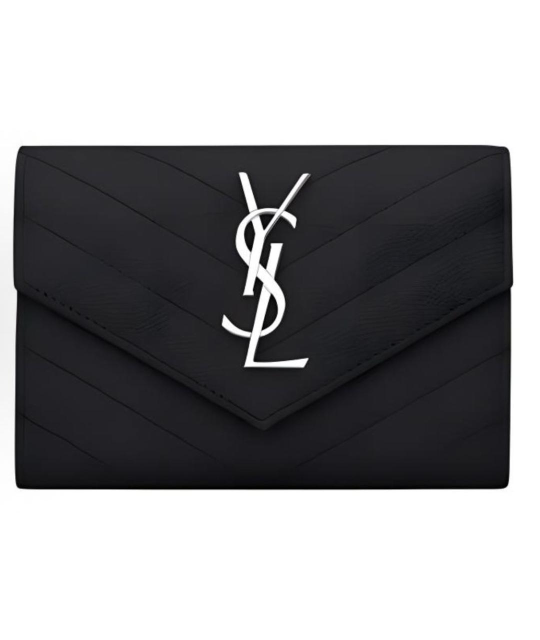 SAINT LAURENT Черный кожаный кошелек, фото 5