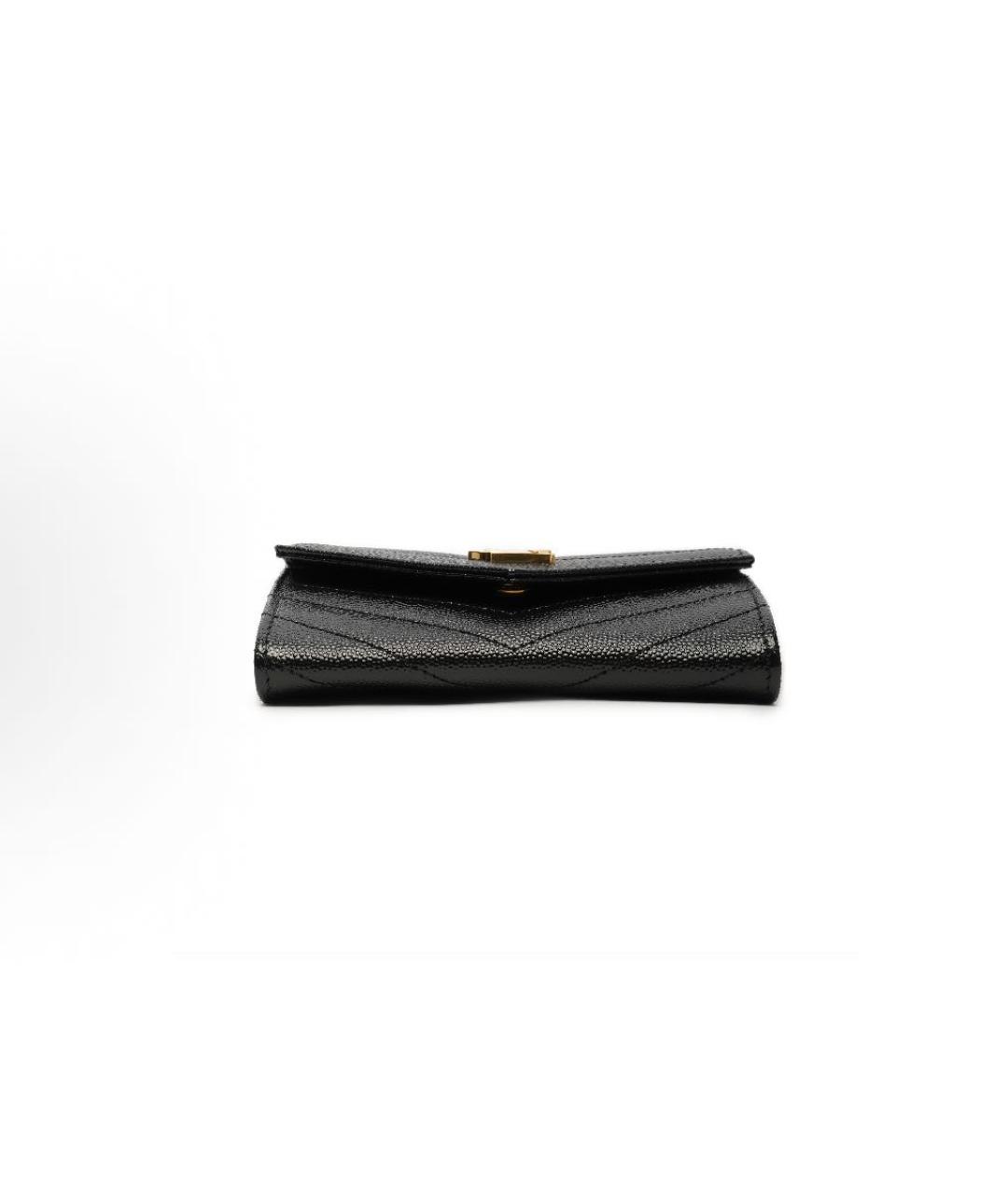 SAINT LAURENT Черный кожаный кошелек, фото 4