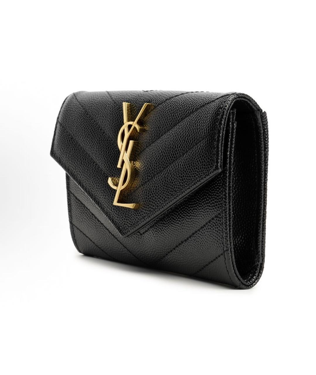 SAINT LAURENT Черный кожаный кошелек, фото 2