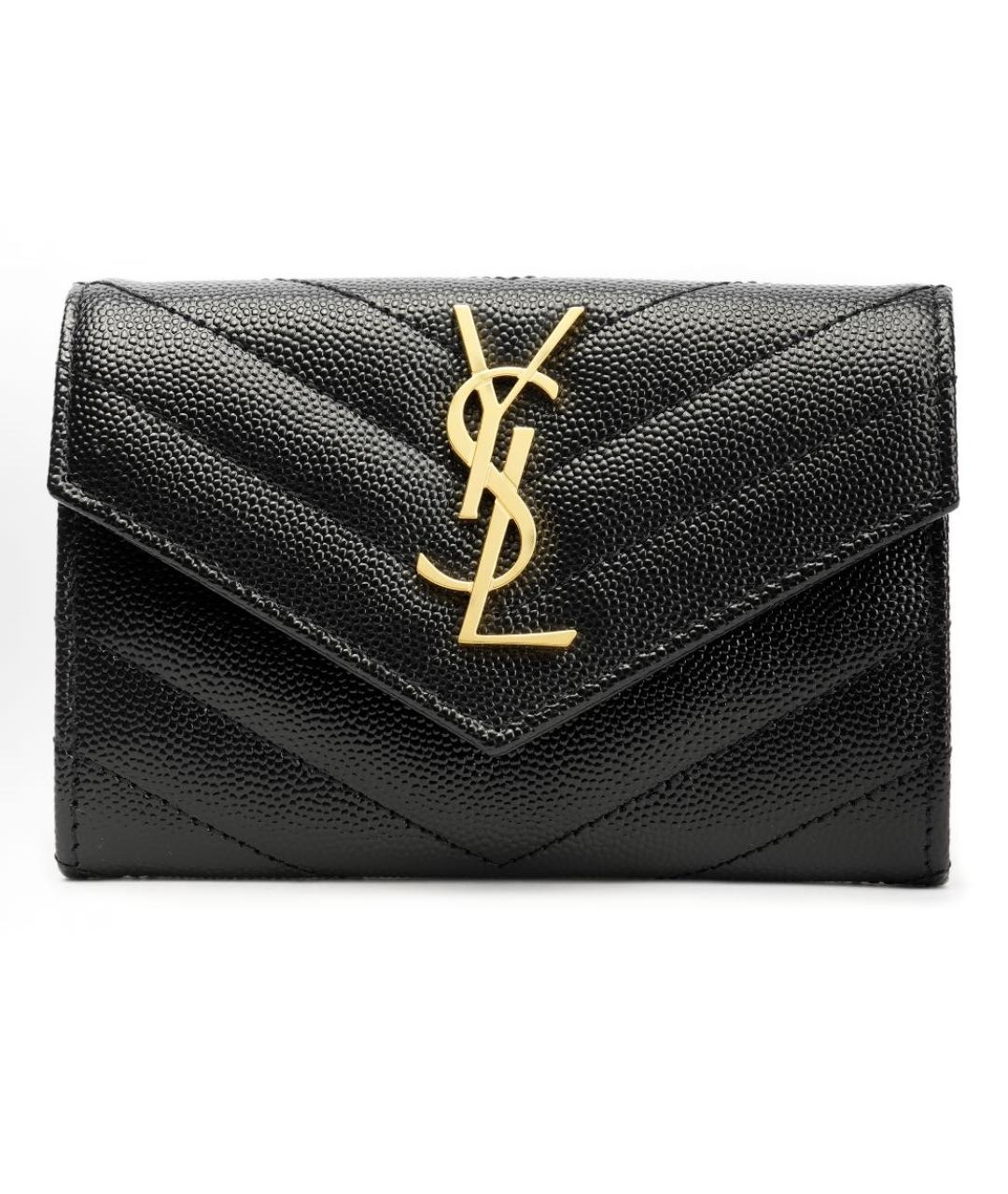 SAINT LAURENT Черный кожаный кошелек, фото 5