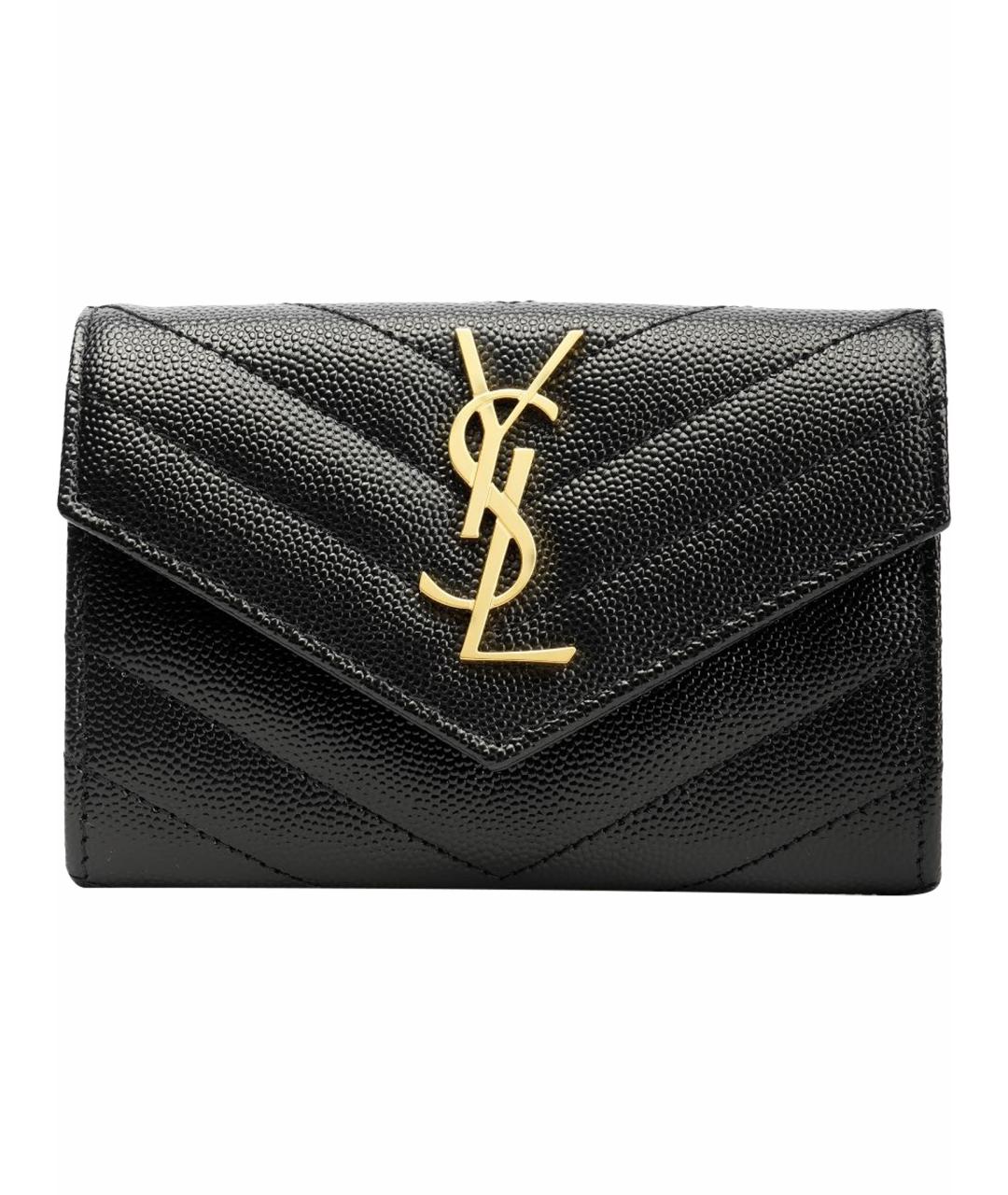 SAINT LAURENT Черный кожаный кошелек, фото 1