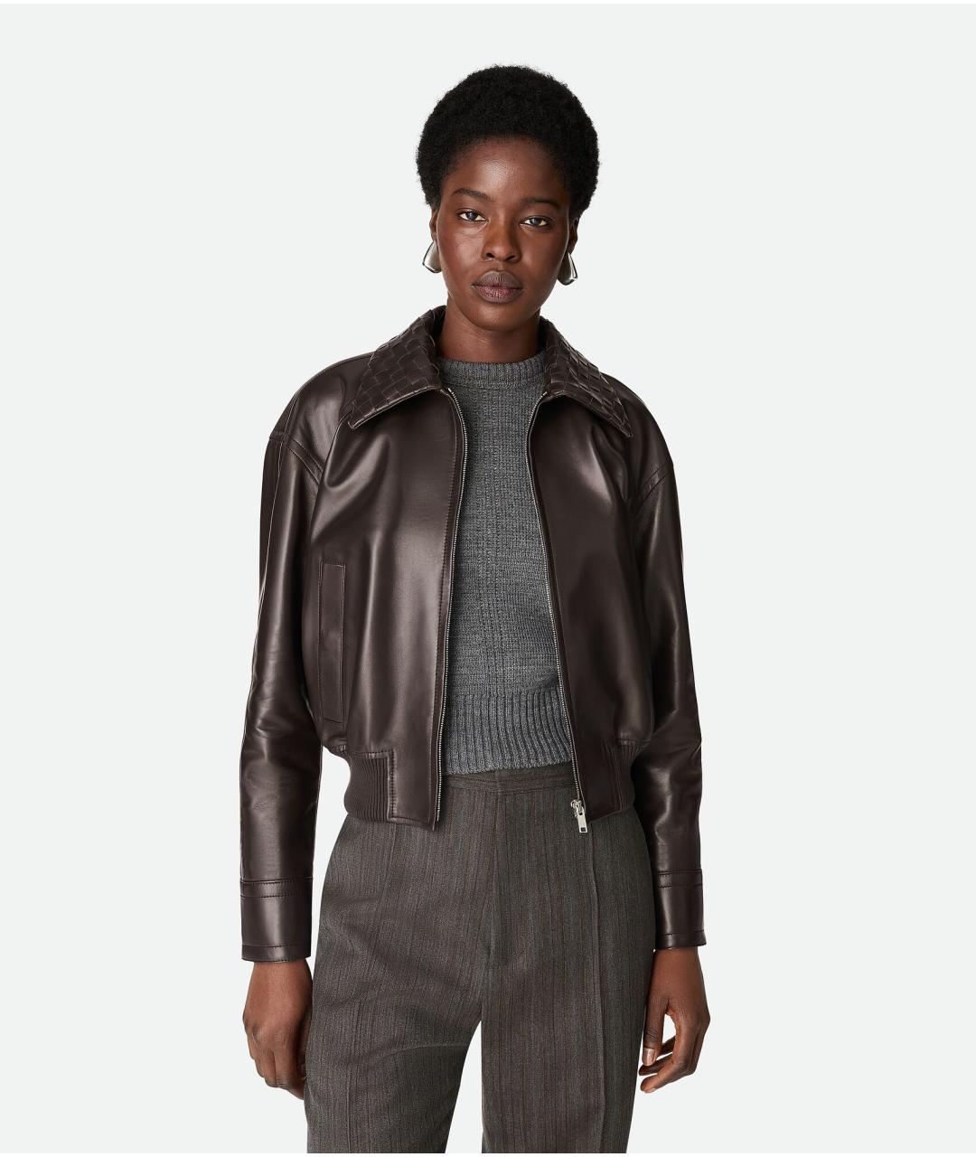 BOTTEGA VENETA Коричневая кожаная куртка, фото 3