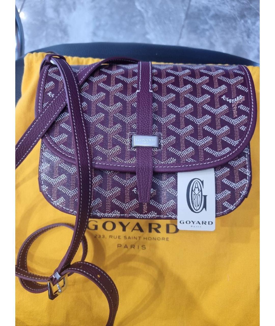 GOYARD Бордовая кожаная сумка через плечо, фото 5