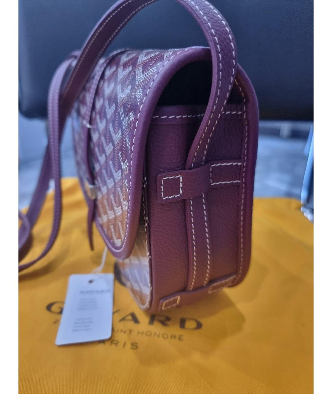 GOYARD Бордовая кожаная сумка через плечо, фото 2