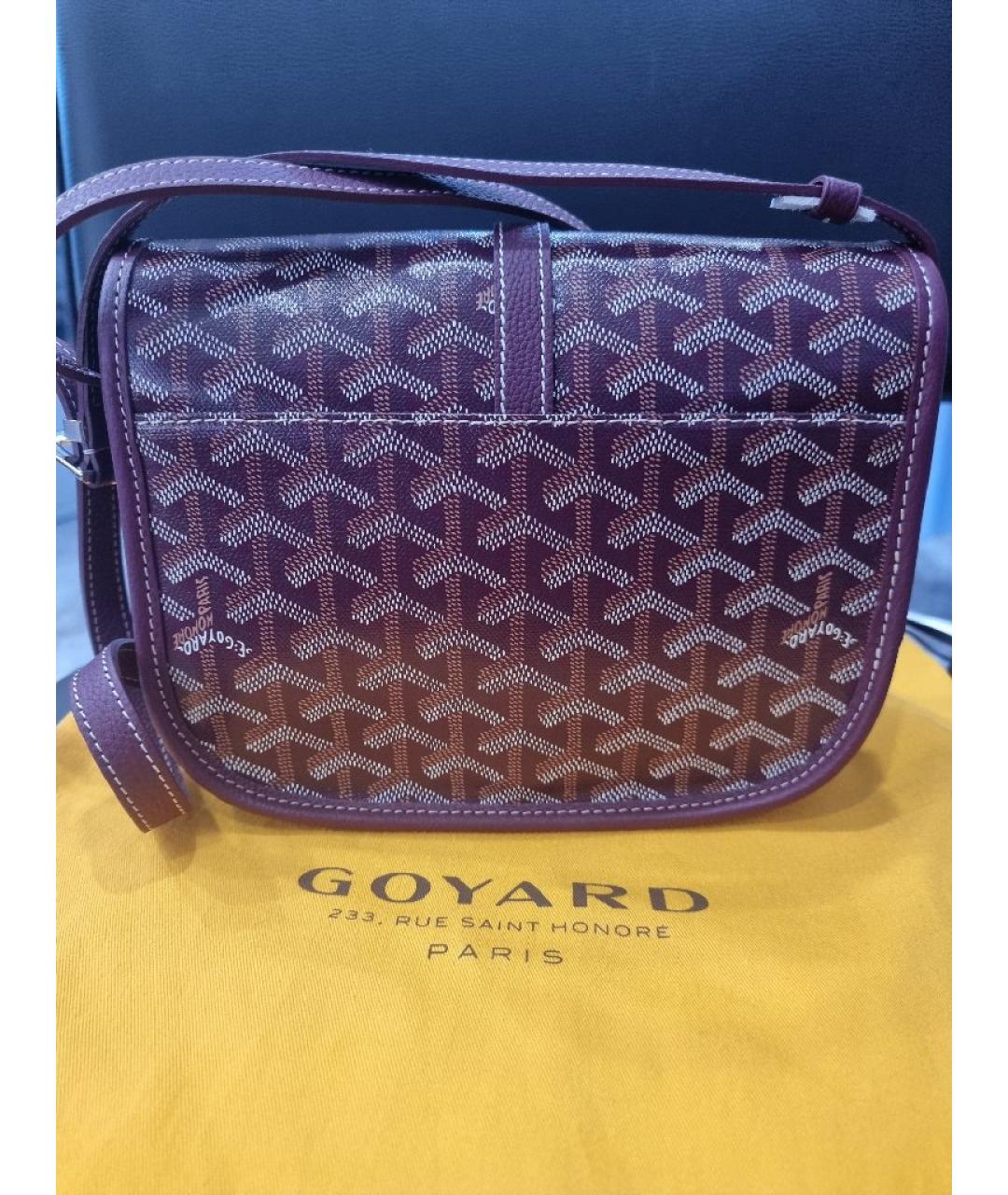 GOYARD Бордовая кожаная сумка через плечо, фото 3