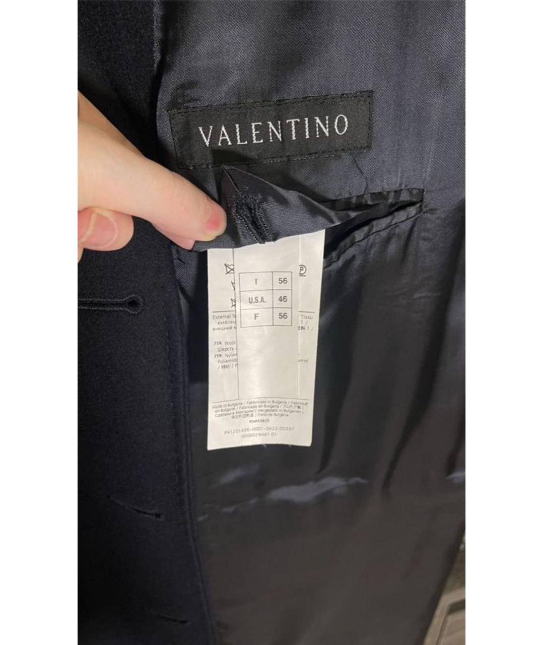 VALENTINO Темно-синее шерстяное пальто, фото 5