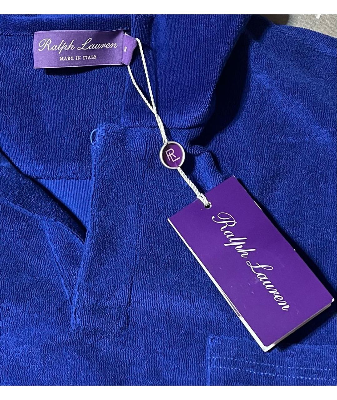 RALPH LAUREN Синее хлопковое поло с коротким рукавом, фото 3