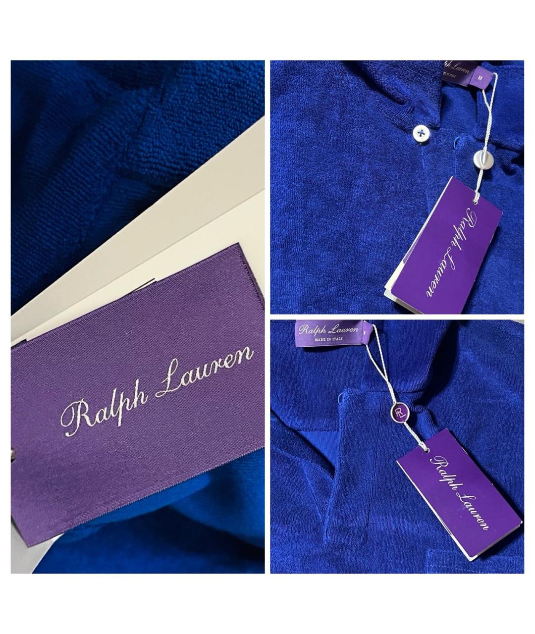 RALPH LAUREN Синее хлопковое поло с коротким рукавом, фото 6