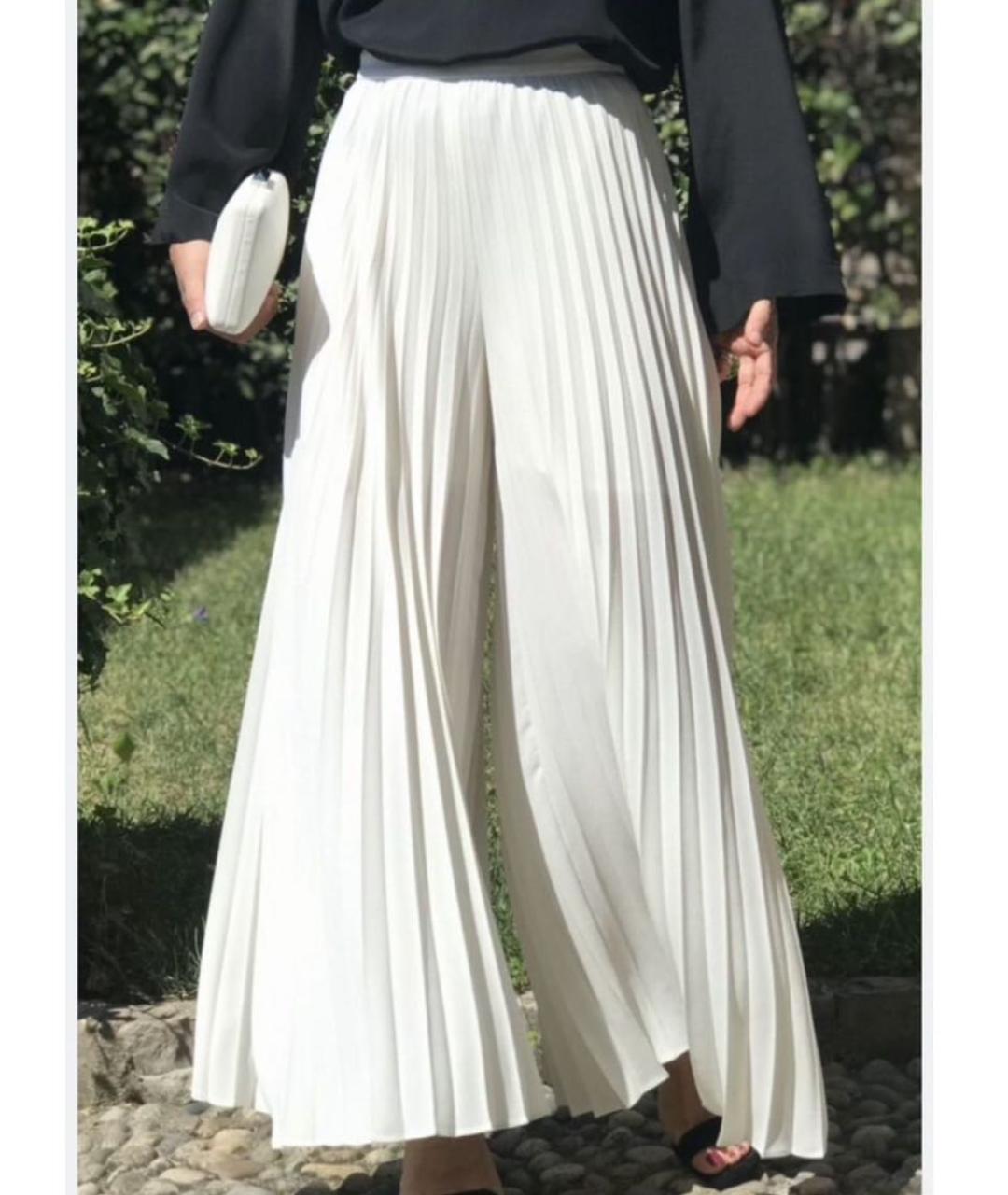 MAX MARA Белые полиэстеровые брюки широкие, фото 6
