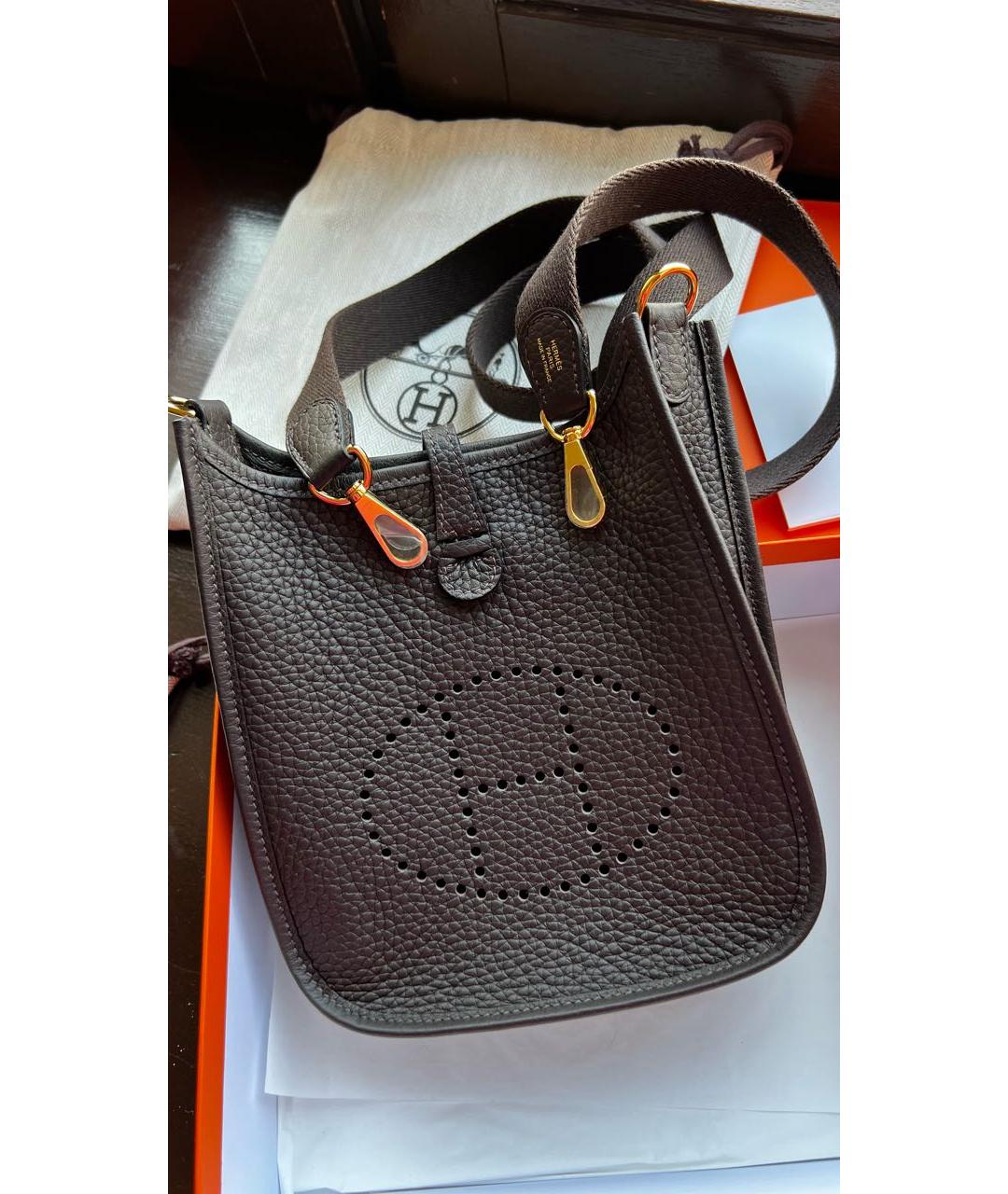 HERMES Коричневая кожаная сумка через плечо, фото 5